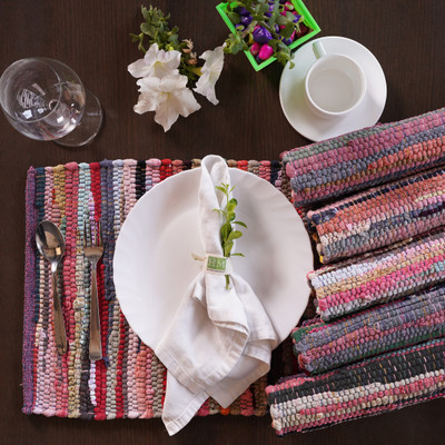 HOMEMONDE Rectangular Pack of 6 Table Placemat(Multicolor, Polyester)