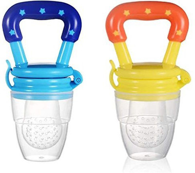 MADAFIYA Silicone Food and Fruit Nibbler/Feeder with Extra Mesh Baby Feeder-Pack Of 2) Teether and Feeder(Blue)