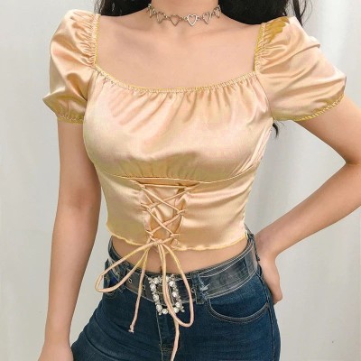 Pyramid Fashion Casual Self Design Women Gold Top