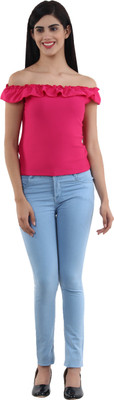 DyrectDeals Casual Solid Women Pink Top
