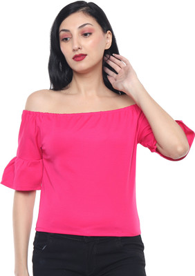 DyrectDeals Casual Solid Women Pink Top