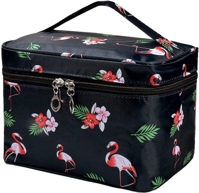 HOUSE OF QUIRK Travel Toiletry Bag-Black Flamingo Travel Toiletry Kit(Multicolor)