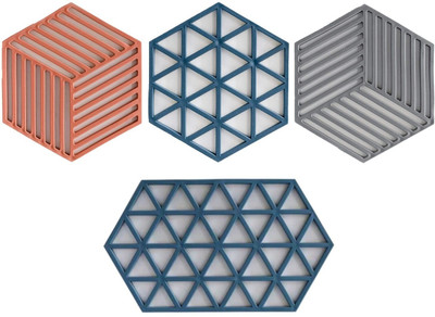 HENIJ PVC Coaster Small triangle & line Heavy-B2 Polyvinyl Chloride Trivet(Pack of 4)