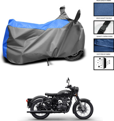 CODOKI Waterproof Two Wheeler Cover for Royal Enfield(Bullet 350 Twinspark, Grey, Blue)