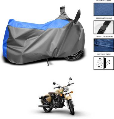 PAGORA Waterproof Two Wheeler Cover for Royal Enfield(Classic 350 Signals, Grey, Blue)