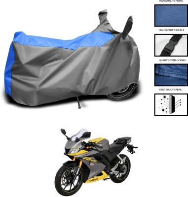 PAGORA Waterproof Two Wheeler Cover for Yamaha(R15 V3, Grey, Blue)