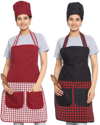 JMI Cotton Chef's Apron - Free Size(Multicolor, Pack of 2)