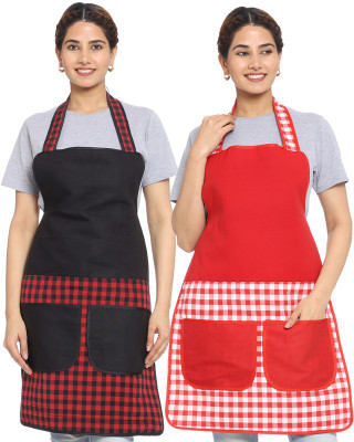 JMI Cotton Chef's Apron - Free Size(Multicolor, Pack of 2)