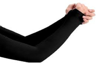 NJ FITTY Cotton Arm Sleeve For Men & Women(XL, Black)