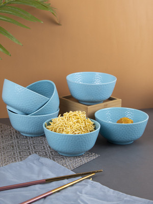 MARKET 99 Melamine Soup Bowl Set Of 6 Melamine Round Shape Hammered Soup Bowl(Pack of 6, Blue)