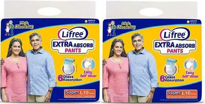 LIFREE Large-10 Pack of 2 Adult Diapers - L(20 Pieces)