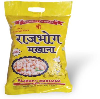 Shri Rajbhog 250g Regular Lotus Seeds Pop /Gorgon Nut Puffed Kernel (Makhana) Pack of 1 Grade Lotus Seeds(Makhana)