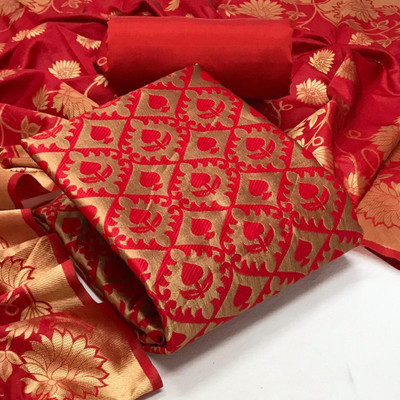 FABDEAL Cotton Silk Self Design Salwar Suit Material
