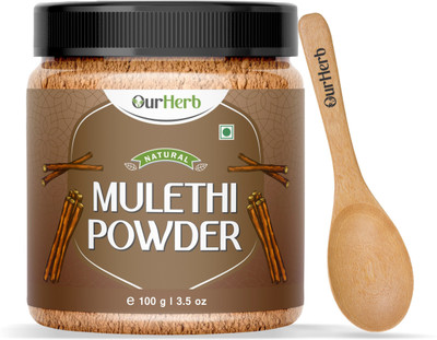 OurHerb Pure & Natural Mulethi Powder for Health, Skin & Hair with Wooden Spoon - 100g(100 g)