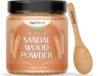 OurHerb Pure & Natural Sandalwood Powder for Skin Care with Wooden Spoon - 100g | 3.5 Oz(100 g)