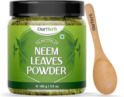 OurHerb Pure & Natural Neem Leaves powder for Health, Skin & Hair with Wooden Spoon-100g(100 g)