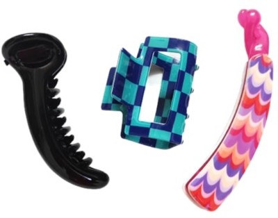 NewJainTraders NJT - Combo of Mirchi Banana Clip, Banana Clip & Hair Clutcher - 3 Pcs (Multi03) Banana Clip(Multicolor)