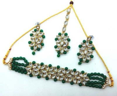 White pearl Alloy Gold-plated Green Jewellery Set(Pack of 1)