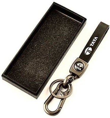 Blue Aura Tata Leather Strip Keychain With Locking Stylish Locking Keychain Key Chain