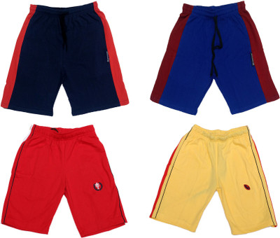 KAVYA Short For Boys & Girls Casual Solid, Colorblock Pure Cotton(Multicolor, Pack of 4)