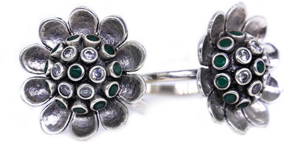 jsaj 2228 BIG FLOWER TOERING Silver Ruby, Cubic Zirconia 999 Silver Plated Toe Ring