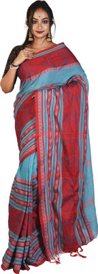 SUSHRITA BOUTIQUE Printed Bollywood Pure Cotton Saree(Light Blue)