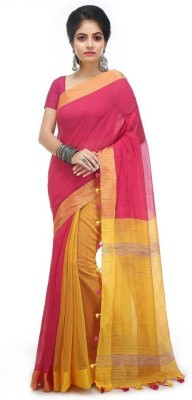 Dreamland Self Design Handloom Cotton Silk Saree(Pink)