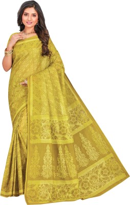 Jevi Prints Printed Kalamkari Pure Cotton Saree(Green)