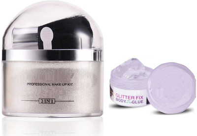 ADJD FACE AND BODY SILVER HIGHLIGHTER WITH NON STICKY BODY GLUE GUM(WHITE, TRANSPARENT)