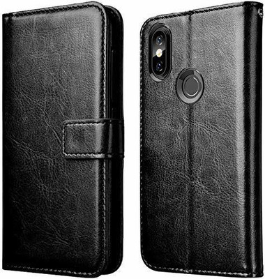 Evett Flip Cover for Redmi 6 Pro Leather Wallet Card Holder Case(Black, Dual Protection, Pack of: 1)