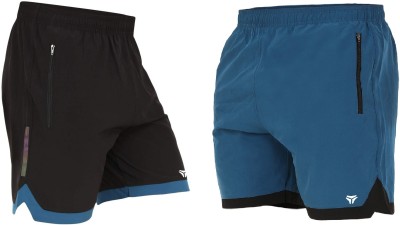 KYK Solid, Color Block Men Black, Blue Regular Shorts, Cycling Shorts, Sports Shorts, Compression Shorts, Gym Shorts