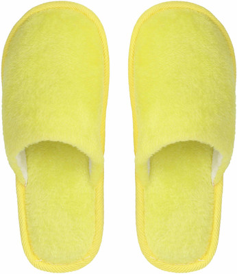ILU Women Slipper for Women's Flip Flops Winter Slides Home Open Toe Non Slip Yellow Slides(Yellow , 6)