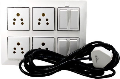 Cordnet Modular Extension Board With 4 Socket and 4 Switch With 20 Meter Wire 4  Socket Extension Boards(White, 15 m)