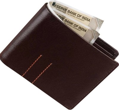 GH Men Casual Brown Genuine Leather Wallet(10 Card Slots)