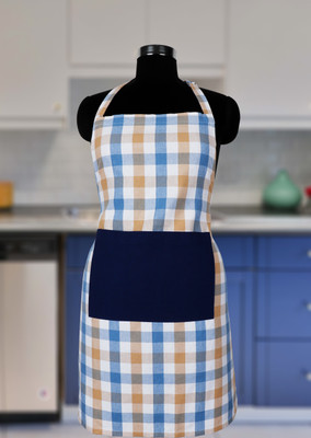 Peperhomia Cotton Home Use Apron - Free Size(Blue, Beige, Single Piece)