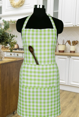 Peperhomia Cotton Home Use Apron - Free Size(Green, Single Piece)