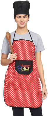 Whitewrap Polyester Chef's Apron - Free Size(Red, Single Piece)