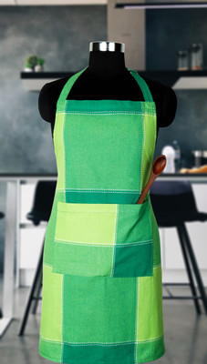 Peperhomia Cotton Home Use Apron - Free Size(Green, Single Piece)