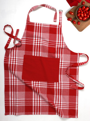 Peperhomia Cotton Home Use Apron - Free Size(Red, Single Piece)