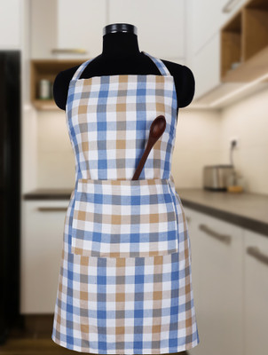 Peperhomia Cotton Home Use Apron - Free Size(Blue, Beige, Single Piece)