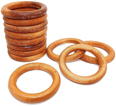 PRANSUNITA Wooden Round Rings 7 cm (70 mm) Natural Smooth Polished Pack of 12 pcs