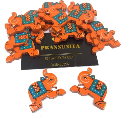 PRANSUNITA Wooden Elephant Beads (3.5 cm) Used for Art and Crafts Pack of 12