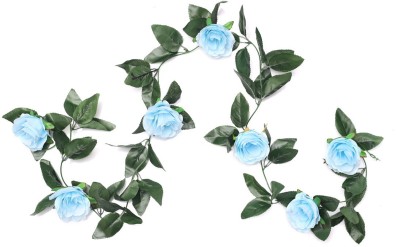 DULI Artificial Rose Creeper with Leaves for Home Office Garden Party Wall Decoration Blue Rose Artificial Flower(84 inch, Pack of 1, Vine & Creepers)