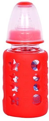 Drake Premium High Quality ISI Marked Borosilicate Glass Feeding Bottle{125ml/4Oz) - 125(Red)