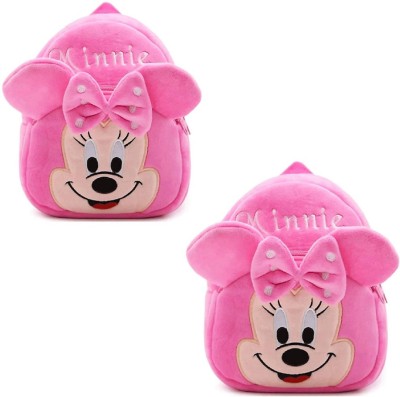 IUGA kids Bag Minnie Combo Plush Bag For Cute Kids 2-6 Years Plush Bag Plush Bag School Bag(Pink, 11 L)