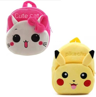 IUGA kids Bag Cute Cat & Pikachu Plush Bag For Cute Kids 2-6 Years Plush Bag School Bag(Multicolor, 11 L)