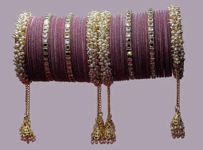 MAMTA'S CREATION Metal, Brass, Lac, Plastic Beads, Cubic Zirconia Gold-plated Bangle Set(Pack of 44)