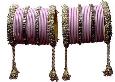 MAMTA'S CREATION Metal Beads, Cubic Zirconia Gold-plated Bangle Set(Pack of 44)