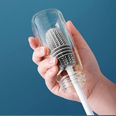 Asterin Enterprise Silicon Brush for Water Bottles Flask Long Handle Bottle Cleaning Brush(Grey)