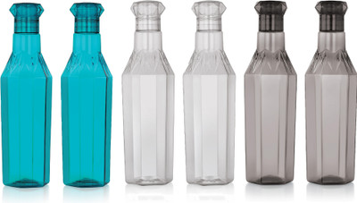 AVAIKSA 1000 ml PET Bottle(Pack of 6, Multicolor)